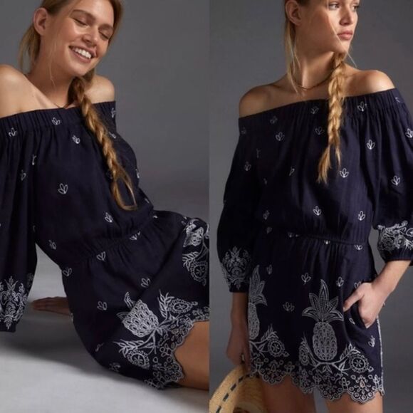 Farm Rio / Anthropologie Jackie Embroidered Romper in size women small - Picture 8 of 10